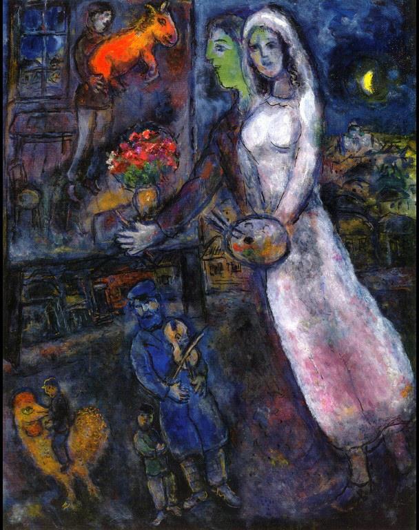 Jungvermählten und Geiger Zeitgenosse Marc Chagall Ölgemälde
